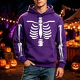 thumbnail image 2 of JIAYUE Men Halloween Sweatshirt Skeleton Graphic Print Baggy Pullover Hoodies for Fall Daily Street Activities, 2 of 4