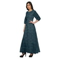 thumbnail image 2 of Moomaya Robe Maxi Évasée à Col Rond et Manches 3/4 Imprimée, Tenue Décontractée d'Été, 2 of 3