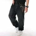 thumbnail image 4 of Ruiatoo Baggy Jeans for Men Classic Relaxed Fit Vintage Hip Hop Skateboard Pants 1798 Black Size 42, 4 of 5