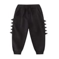thumbnail image 2 of Kids Jogger Pants Boys Girls Loose Fit Dino Details Pull On Cotton Sweatpants Solid T Fall Winter Casual Bottoms (4-5 Years, Black), 2 of 5
