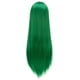 thumbnail image 3 of Zhuge Pelucas de cabello natural liso de 80 cm de largo con flequillo para cosplay, peluca colorida para fiesta de disfraces de Halloween para niña (verde brillante), 3 of 5