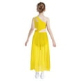 thumbnail image 3 of YUUMIN Kids Girls Latin Jazz Irregular Skirt Ballet Dance Performance Dancewear Gymnastics Leotard Dress Yellow 16, 3 of 6