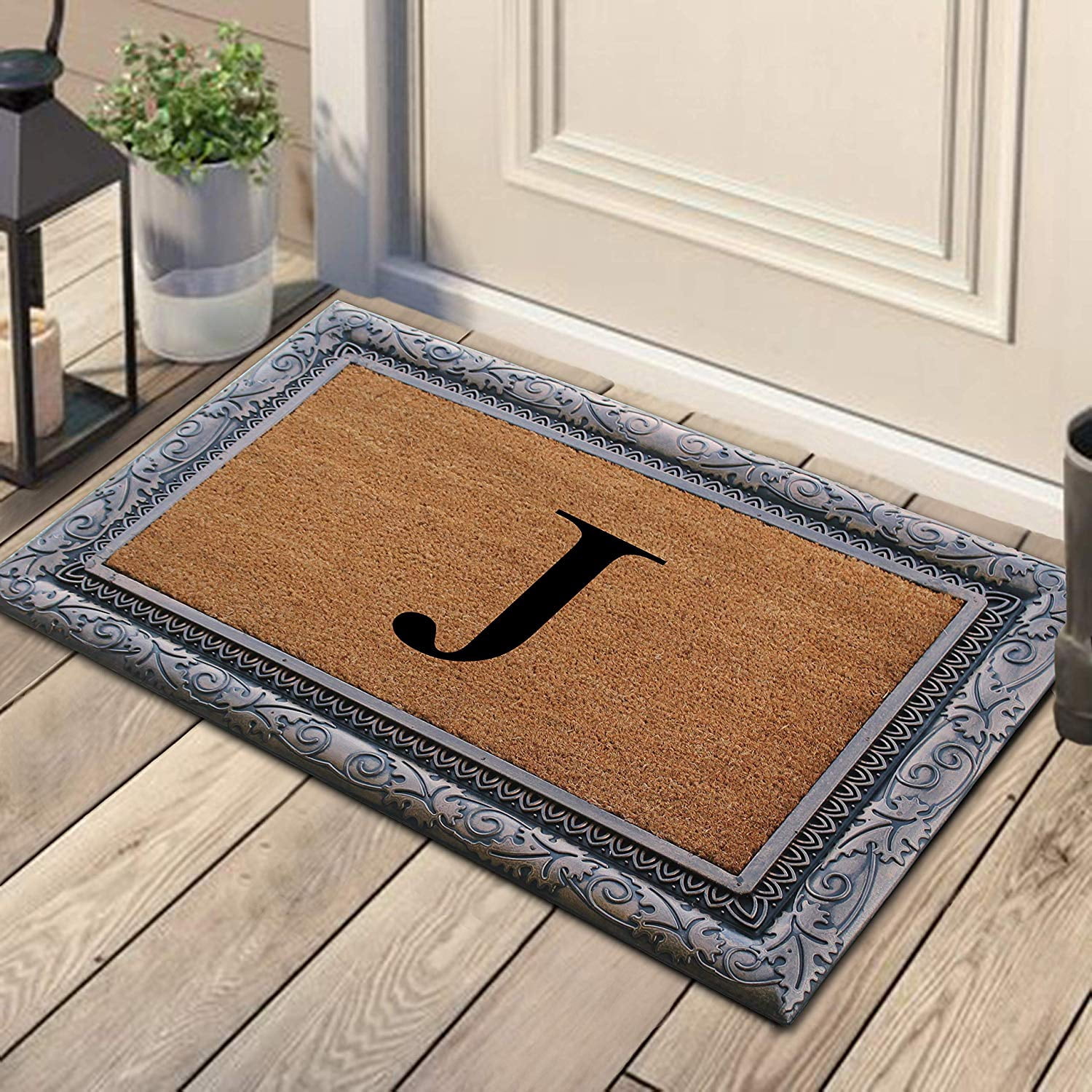 A1HC First Impression Rubber and Coir Albena 24" X 36" Bronze Finished Heavy Duty Monogrammed Doormat