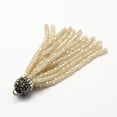 thumbnail image 2 of Electroplate Glass Bead Tassel Big Pendants with Brass Rhinestone Findings Old Lace 76x10.8mm Hole: 2.5mm 1pc, 2 of 2