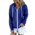 thumbnail image 3 of Juebong Womens Zip Up Hoodies Fall Fashion Textured Sweatshirt 2025 Clothes Y2K Drawstring Hooded Jackets Cute Winter Outfits Blue,XL, 3 of 7