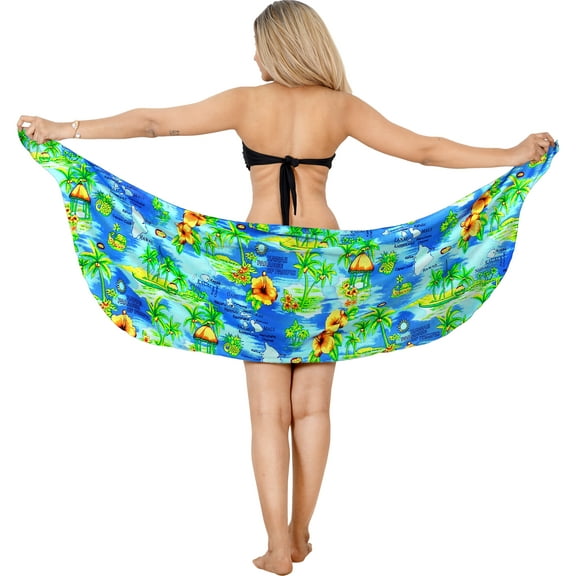 HAPPY BAY Women's Beachwear Summer Beach Wrap Bikini Wraps Sarong Swimwear Swim Cover up Skirt Bathing suit Swimsuit Pareo Coverups for Women One Size Blue, Floral