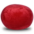 thumbnail image 5 of 4ft Modern Velvet Bean Bag Chair, Plush Floor Chair with Washable Cover, Lounge Chair with Stretchable Fabric, Comfy Bedroom Chair, Filled with Shredded and Memory Foam, for Kids and Adults, Red, 5 of 9
