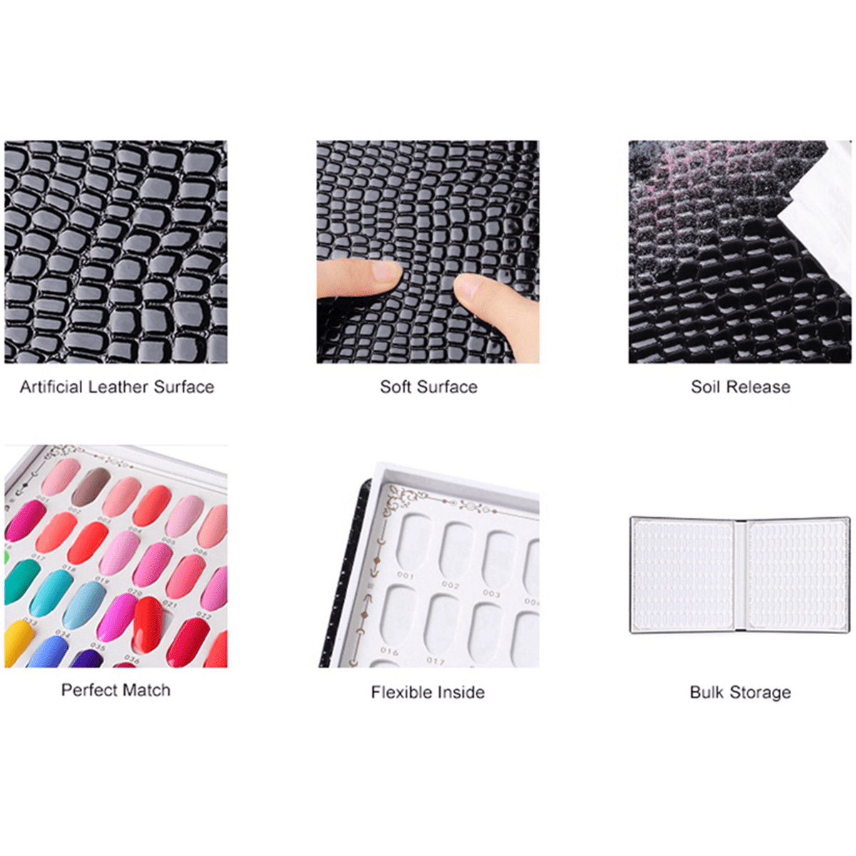 4X 216 Colors Nail Tips Display Book DIY Nail Art Showing Shelf Gel Color Card Chart Painting Display Board Black