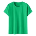 thumbnail image 4 of LIZUOJUN Tshirts for Women Solid Cotton Crew Neck Short Sleeve T-Shirt Loose Fit Relaxed Blouse Tops Lightweight Plain Workout Clothes Green1 S, 4 of 8