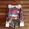 thumbnail image 2 of Christmas Sweaters Women Xmas Snowman Snowflake Graphic Long Sleeve Knit Shirts Fall Winter Casual Loose Fit Blouses, 2 of 3