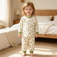 thumbnail image 2 of CAUYDY Newborn Girl Photoshoot Outfits Toddler Clothes Cute 12 18 24 Months Long Sleeved Shirt Elastic Pants 2PCS Set Baby Pajamas for Girls Fall Winter Sizes 18-24 Months,Green, 2 of 7