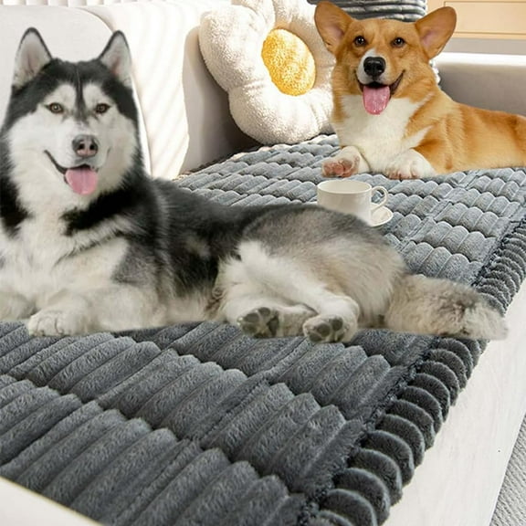 Pawcart Couch Cover, PawLounge Plush Pet Couch Cover, Ultra-Soft Plush Non-Slip Sofa Protector, Washable Furniture Cover for Dogs Cats Kids (Dark Gray, 24 × 24in)