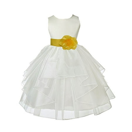 

Ekidsbridal Formal Ivory Shimmering Organza Flower Girl Dresses Wedding Pageant Special Occasions Dresses Junior Toddler Holy Baptism Communion Reception Recital Birthday Girl Party 4613S