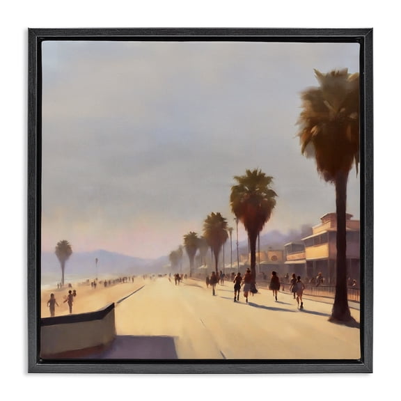 Stupell Industries Eclectic Palm Tree Boulevard Black Floating Frame Canvas Art, 18 x 18, by Noah Bay
