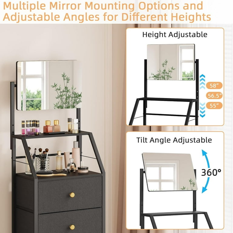 short dresser with mirror Compact Vanity Table with Adjustable Lighted Mirror & Storage - Bed Bath & Beyond