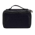 thumbnail image 1 of Estuche para lápices para estudiantes, 3 capas, compatible con Ox, con soporte para brochas, bolsa de almacenamiento para maquillaje, color negro, 1 of 5