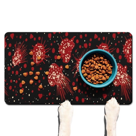 Halloween Pumpkin Pet Food Mat Absobing Durable 17x30 Inch Pet Food Mat Spider Bat Dog Feeding Mat EcoFriendly Durable Pet Placemat