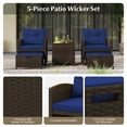 thumbnail image 6 of Costway 5 PCS Patio Rattan Furniture with 2 Wicker Ottomans & Tempered Glass Coffee Table Navy, 6 of 10