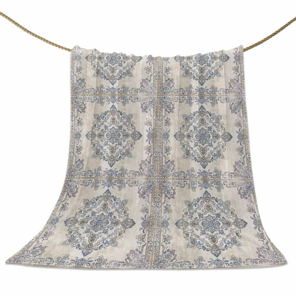 Flannel Fleece Blanket Boho Tribal Super Soft Warm Cozy Throw Blanket Ethnic Style Retro Bohemian Bed Couch Car Blankets for All Season 60" x 80"