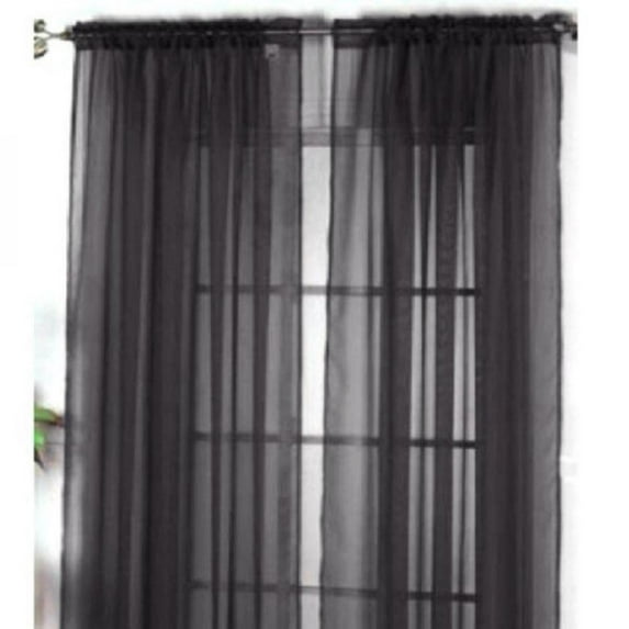 Shengshi Factory Price! Colorful Door Window Curtains For Living Rroom Drape Panel or Scarf Assorted Scarf Sheer Voile 19 Color 1X2M Hot 18# Black
