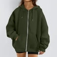 thumbnail image 6 of Lumtrix Zipper Hoodies for Women Oversized Fall Fashion 2025 Casual Winter Jackets Trendy Hooded Zip up Sweatshirt Clothes Army Green M, 6 of 6