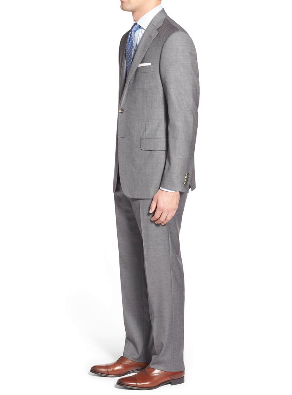 LN LUCIANO NATAZZI Two Button Men's Suit Modern Fit Ticket Pocket Jacket 2  Piece Gray