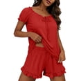 thumbnail image 3 of MEICHEN Lounge Set for Women Womens Pajama Set 2 Piece Sleeve Top and Shorts with Pocket Bridal Sets For Summer Essentials Fashion Sleepwear, 3 of 9