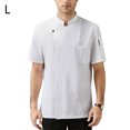 thumbnail image 2 of Cocinero de algodón Uniforme de manga corta Cocina de verano delantal Botones Trajes cómodos Camisas para hombres Suministros para hombres para restaurante L Inevent LF000328-02, 2 of 7