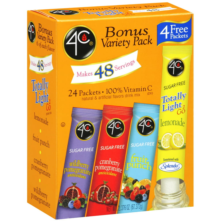 4C Totally Light 2Go Variety Drink Mix, 24 Count, 2.3 Oz., 24 Count Walmart.com