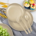 thumbnail image 3 of Zmleve Straw Cutlery Set, Unbreakable Plastic Plate and Bowl Set, Dishwasher and Microwave Safe, Beige, Serves 6, 3 of 7