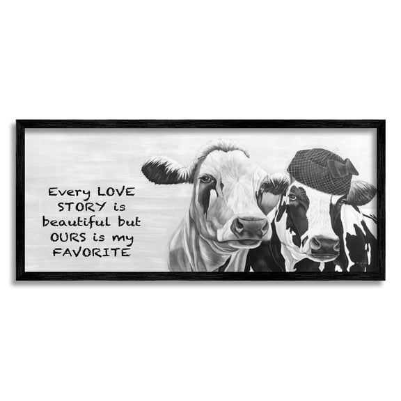 Stupell Our Love Story Is My Favorite Cows Animals & Insects Painting Black Framed Art Print Wall Art
