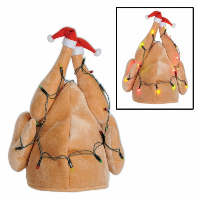 Santa TURKEY HAT w/ Christmas Lights 