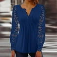thumbnail image 2 of Pisexur Womens Plus Size Blouses Top Lace Flowy Tunic Tops Ruffle Long Sleeve V Neck Business Casual Tops Shirts, 2 of 6