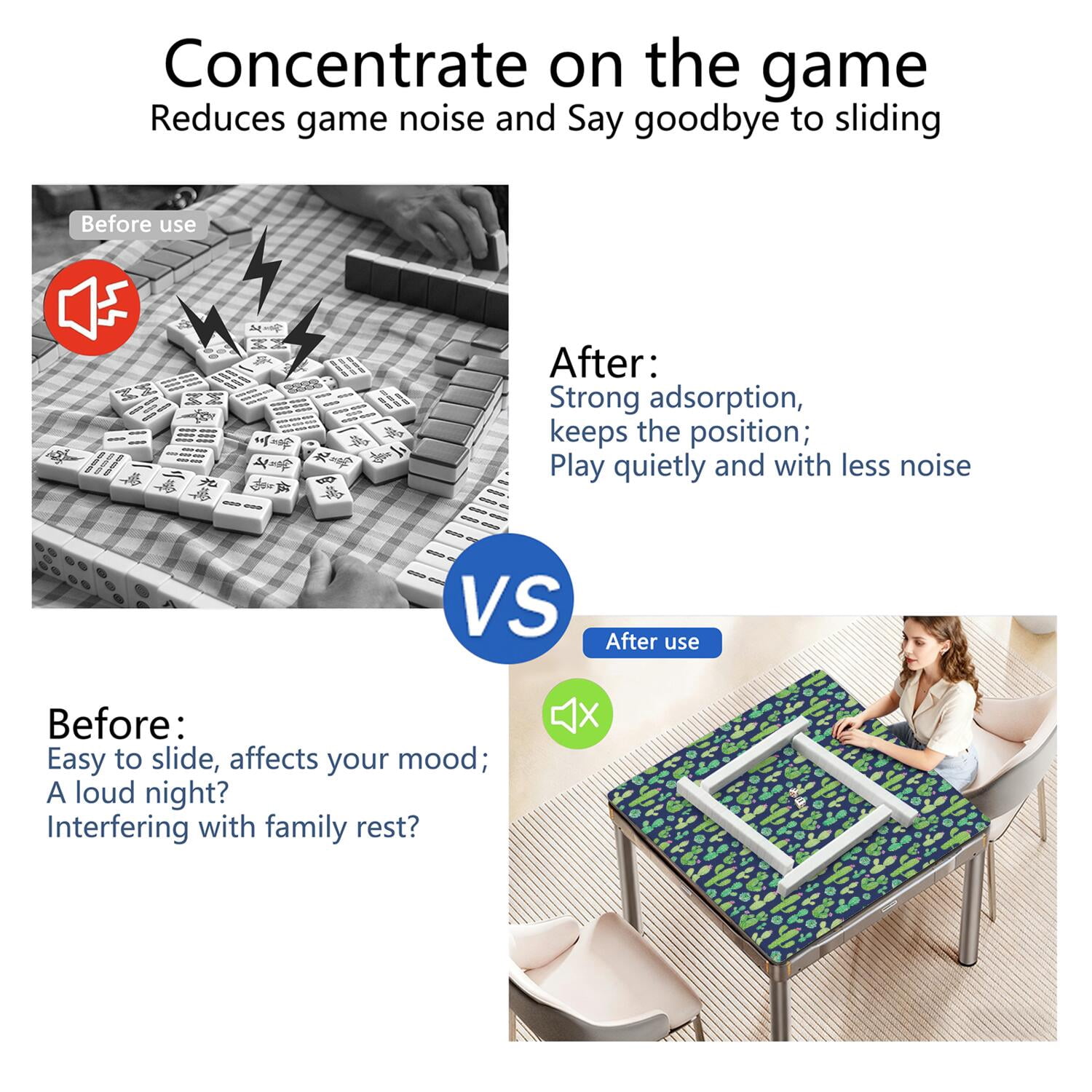 Large Square Plants Style Mahjong Mat 31.5x31.5 Inches Crafted from Durable Rubber Featuring Anti-Slip Grip Surface and Noise Dampening Technology for Multi-Game Use