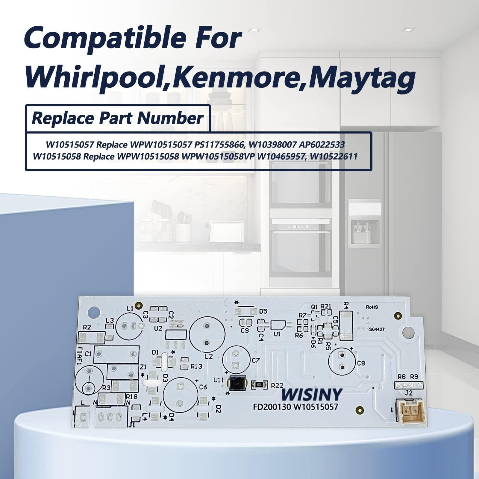 W10515058 refrigerator LED light and W10515057 LED Light 2 Pcs Compatible for Kenmore Maytag Whirlpool Refrigerator LED Light, No-include Plastic Cover