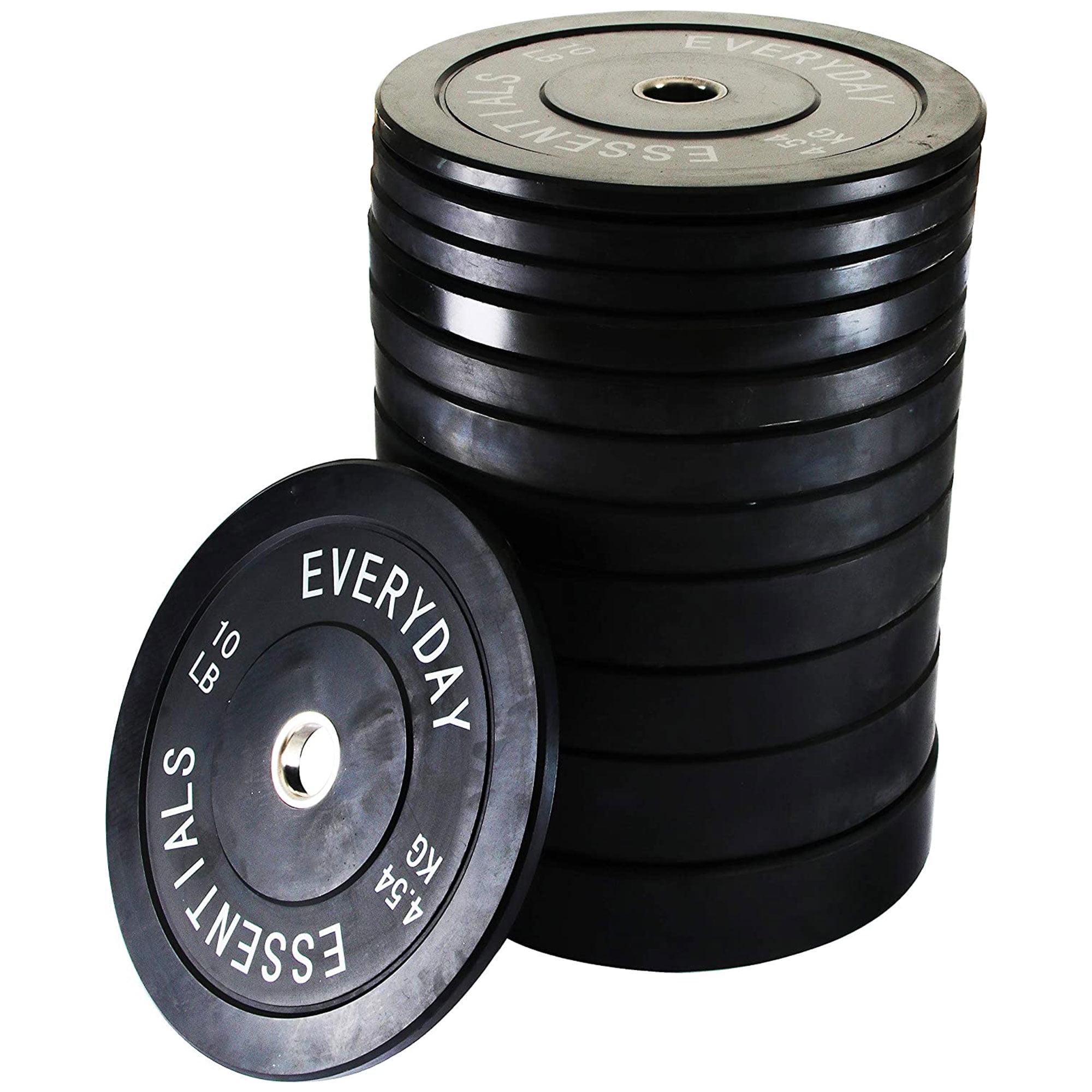 BalanceFrom 370 lb Olympic Rubber Bumper Weight Plate Set with 2” Steel Hub Inserts