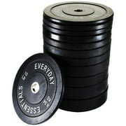 BalanceFrom 370 lb Olympic Rubber Bumper Weight Plate Set with 2” Steel Hub Inserts