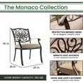 thumbnail image 4 of Hanover Monaco 7-Piece Outdoor Patio Dining Set, 6 Cushioned Stationary Chairs, 60" Round Tile Table, 9' Umbrella, and Umbrella Base, Brushed Bronze Finish, Rust-Resistant, All-Weather, 4 of 8