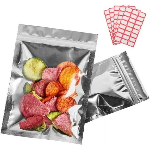 Aluminum foil bags, reusable food storage bags, zipper sealed bags (200 pieces 4 "X 6")