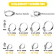 thumbnail image 2 of 101pcs Hose Clamps Kit,8 Sizes 8-44mm 304 Stainless Steel Hose Clamps Assortment,Hose Clamp Stainless Steel for Pipe,Mechanical and Automotive Application, 2 of 9