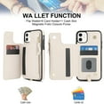 thumbnail image 6 of Wallet Case for Apple iPhone 11, with Crossbody Shoulder Strap & Hand Wrist Cards Holder Zipper Pocket Stand Feature Full Protective Shockpoof Phone Case for iPhone 11, White, 6 of 8