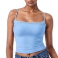 thumbnail image 2 of Lace Camisole Tops for Women Summer Square Neck Spaghetti Strap Slim Fit Y2k Cropped Going out Tank Top, 2 of 6