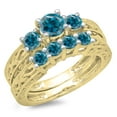 thumbnail image 1 of Dazzlingrock Collection 1.50 Carat (ctw) 14K Blue Diamond Vintage 3 Stone Engagement Ring Set 1 1/2 CT, Yellow Gold, Size 9, 1 of 1