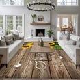 thumbnail image 3 of 5x7 Area Rugs for Living Room, Spring Sunflowers Non Slip Area Rugs for Kitchen Bedroom Entryway, Country Farmhouse Brown Wooden Plank Washable Carpet Runner Rug Floor Mats for Bedroom Home Decor, 3 of 8