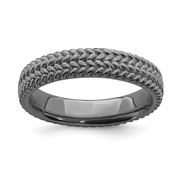 Sterling Silver Stackable Expressions Black-plated Ring - Size 9
