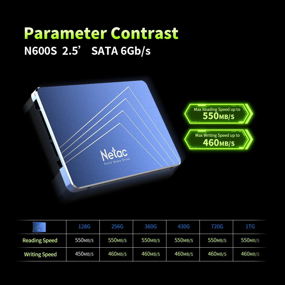 720GB Netac 2.5" SSD Solid State DriveSATA 3D Internal TLC N600S 6Gb/s 