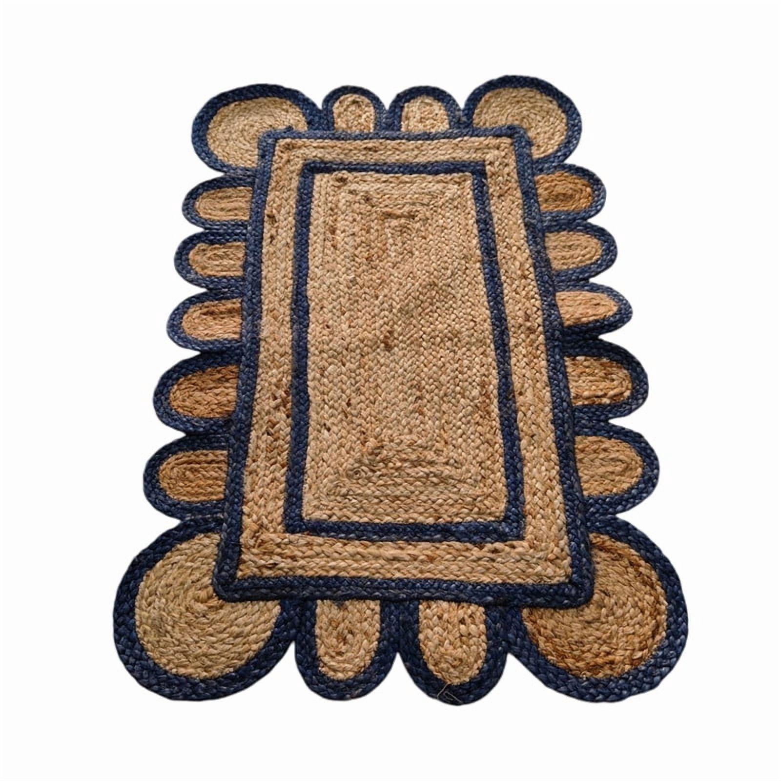 KLAVATE Scalloped Natural Mini Jute Rug