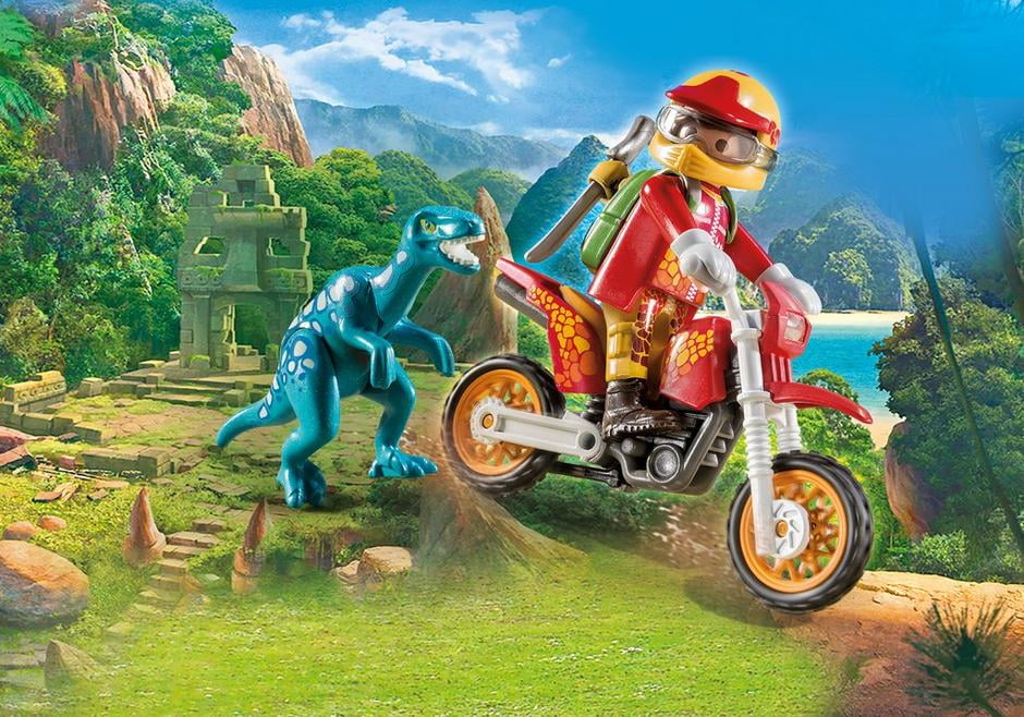 playmobil motocross bike with raptor