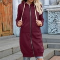thumbnail image 2 of Lindreshi Winter Coats for Women Plus Size Clearance Fashion Womens Casual Color Long Sleeve Cardigan Hooded Mid-length Coat, 2 of 7