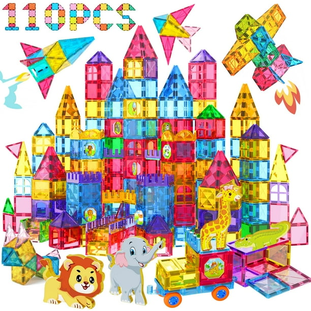 Set de construcción de azulejos magnéticos Jasonwell con figuras de animales de más de 3 años